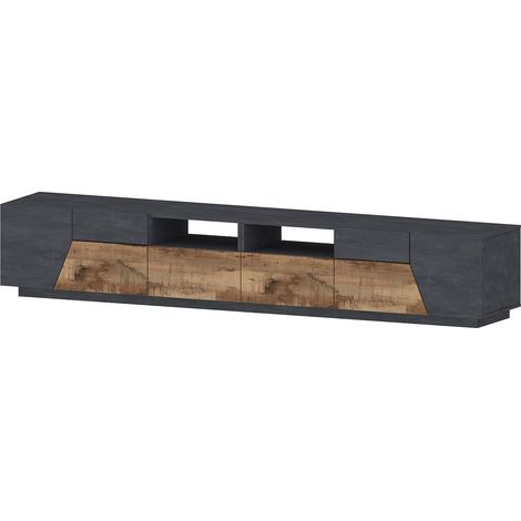 Mobile TV 4 Ante 2 Cassetti 260x43x46 cm Alien Ardesia e Acero Pereira (1/5)