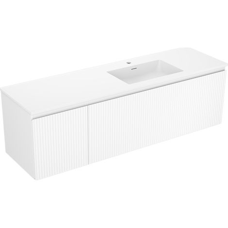 Mexen Rivel armario de baño de 160 cm con lavabo Otis derecho, 1S, 1D, ranurado, blanco mate - 91A23-16047-3-BBFF01-W18P01 (1/5)