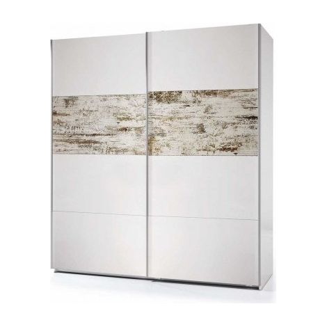 Kleiderschrank 180x63x200h cm mit 2 Schiebetüren hochglanzweiß – Vintage (1/4)
