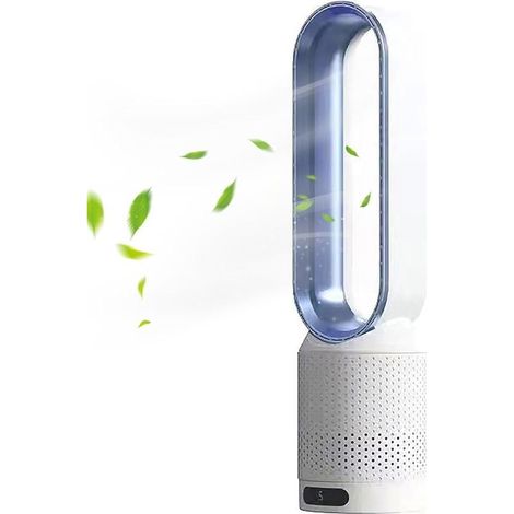 Ventilateur Colonne Sans Pale,Ventilateur Silencieux de 58 cm,bleu,Oscillation 90°,8 Vitesses,Écran Tactile LED,Minuterie Et Télécommande Incluses,Pour Salon (1/5)