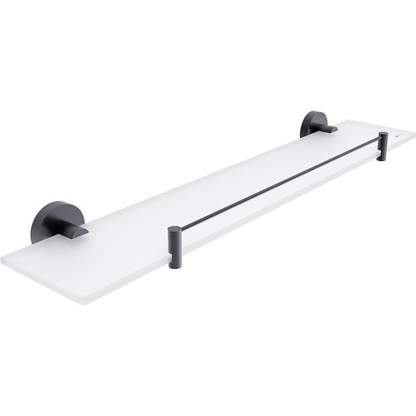 Nimco Tablette en verre avec barrière L.60 Cm, noir mat, Unix noir mat UNC 13091BX-60-90 (1/3)