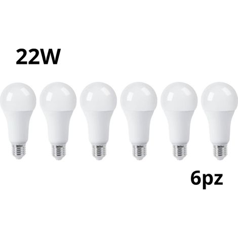 6 Pezzi Lampadina Led 22W Luce Fredda E27 A65L Bulbo Bianco Opaco (1/5)