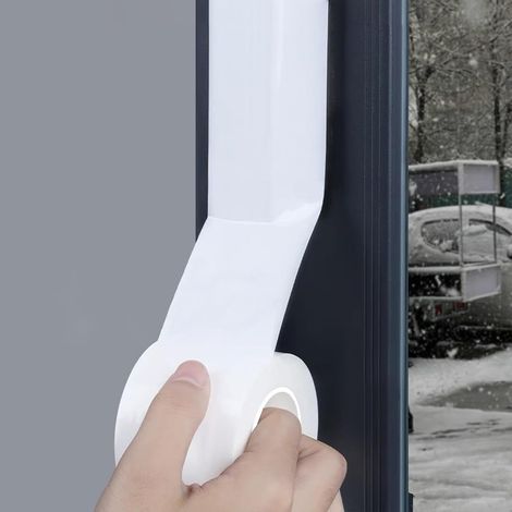 Blanche Bande d'étanchéité pour fenêtres et portes, 5 cm x 20 m, idéale pour l'hiver. Isolation thermique et étanchéité pour fenêtres et portes, compatible avec les climatiseurs. Se retire facilement (1/5)