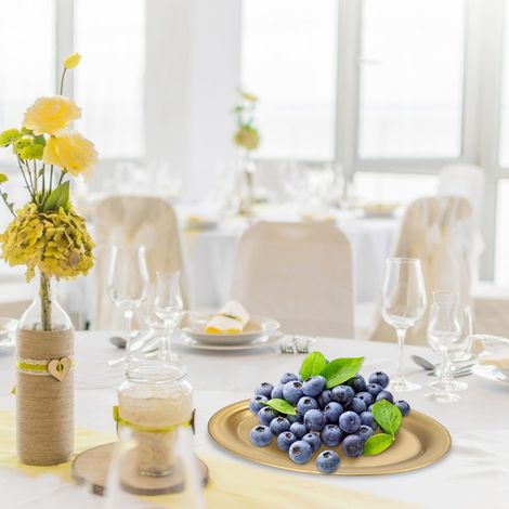 3-teiliges Dessertteller-Set aus Edelstahl im nordischen Stil, Gold und Silber, geeignet für Nuss- und Obstkuchen, als Serviettenablage, Snackteller und Teller für westliche Gerichte, Gold (1/5)