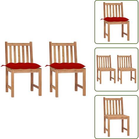 Gartenstühle 2 Stk. mit Kissen Massivholz Teak - Gartenstühle - Teakholz - Gartenmöbel - Esszimmerstühle - Balkonmöbel (1/5)
