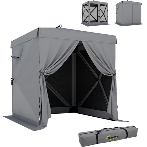Faltbarer Pop-up-Pavillon 1,85 x 1,85 m, wasserdicht, winterfest mit 4 Moskitonetzen und Tragetasche, UV-Schutz 30+