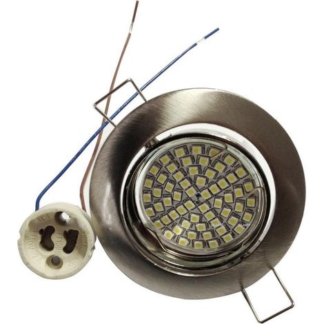 Trade Shop - FARETTO INCASSO 5W LAMPADINA LED GU10 60 SMD 220V ORIENTABLE ACCIARY UND BIANCO -      Silber