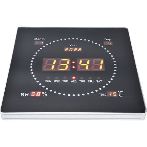 Réveil mural numérique LED 100-240 V avec calendrier et trous de suspension, pour la maison (prise australienne). (1/5)