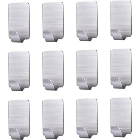 Set mit 12 selbstklebenden Edelstahlhaken, kein Bohren erforderlich, wasserdichte Deckenhaken, geeignet für Badezimmer, Küchen und Duschräume. (1/4)