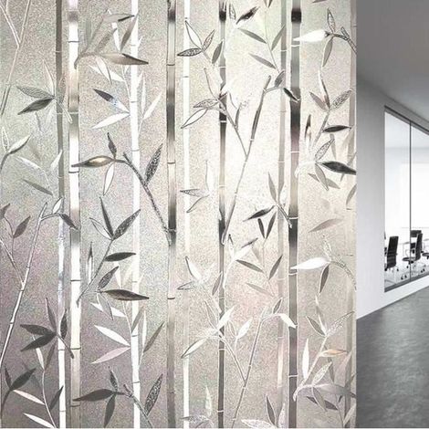 Film Intimité pour Vitrage Statique Décoratif Film Adhésif Fenêtre Vitrage Autocollant 60 cm × 200 cm Motif Bambou