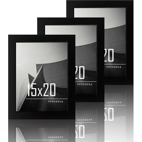 Bilderrahmen 15x20cm Schwarz Holz Fotorahmen 4er Set optimal für Fotos und Kunst (1/5)