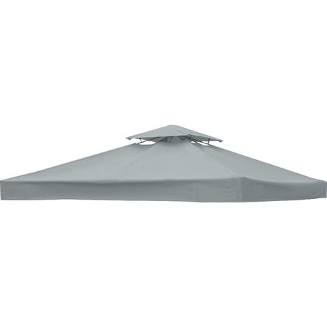 2-Tier Replacement Top Fabric for 3x3m Gazebo Pavilion Roof Canopy Grey (1/5)