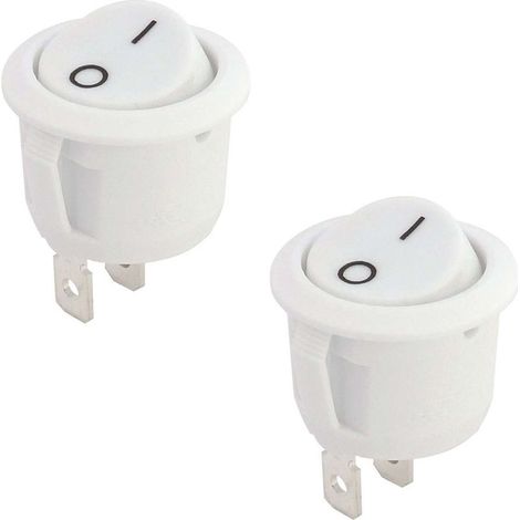 Juego de 2 interruptores basculantes mecánicos redondos de 230 V 4 A – Doble polo ON/OFF – Para tiras LED en cocina y baño – Blanco (1/2)