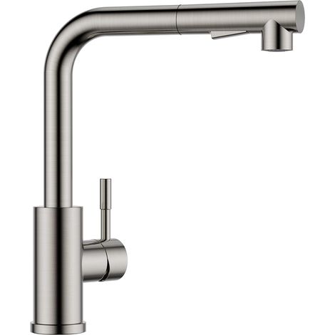 Robinet Cuisine Douchette avec Modes de Pulvérisation Mitigeur Extractible Rotatif à Froid & Chaud brossé 2 360° Argent (1/4)