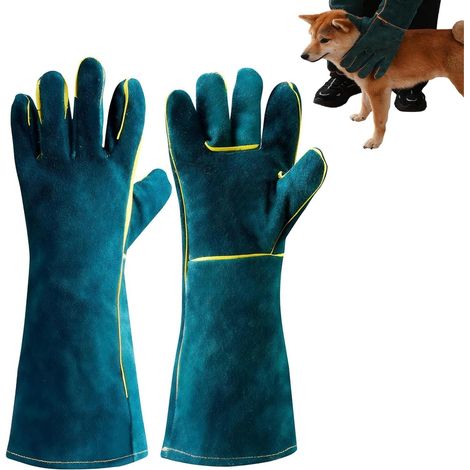 Gants anti-morsure 40 cm robustes pour toilettage manipulation chiens chats serpents lézards