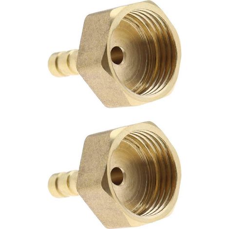 Deux connecteurs cannelés en laiton à filetage interne de 6 mm (1/2 pouce) pour tuyaux, adaptateurs cannelés et coupleurs compatibles avec le carburant, l'air, le gaz, l'eau et l'huile. (1/4)