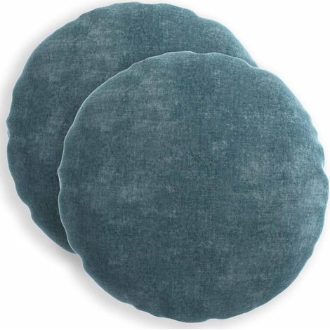 Teenpull – Kissenbezug 2 Stk. HEERLEN Blau Ø 60 cm Chenille-Stoff (1/5)