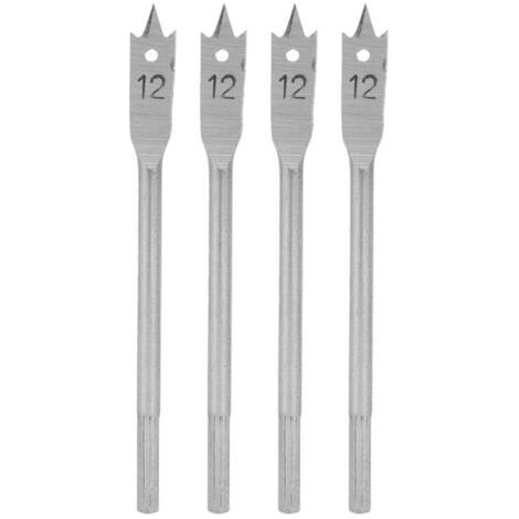BUNTHAUS Jeu de 4 forets plats en acier à haute teneur en carbone pour le travail du bois, 12 mm