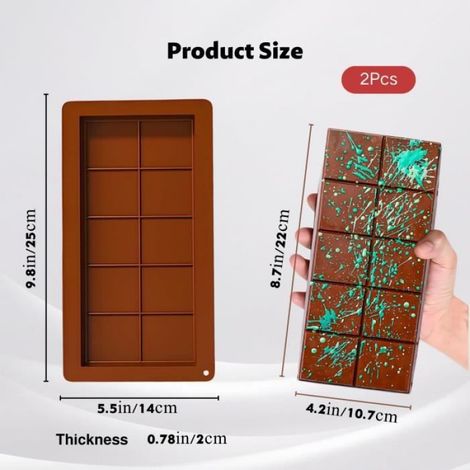 2 Pièces Moule Tablette Chocolat Silicone Profond, Moule Chocolat pour Tablette Extra Profonde, Moule Chocolat pour Pralines (1/4)