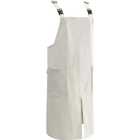 Tablier de cuisine, salopette, tablier à bavette, tablier de travail pour chef de restaurant, tablier de cuisine pour barbecue, uniforme de toilettage canin-Beige (1/5)