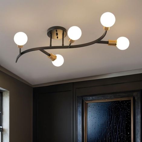 Suspension moderne à 5 LED, plafonnier, 220 V, douille E26, convient aux chambres, salons et couloirs (ampoule non incluse). (1/5)