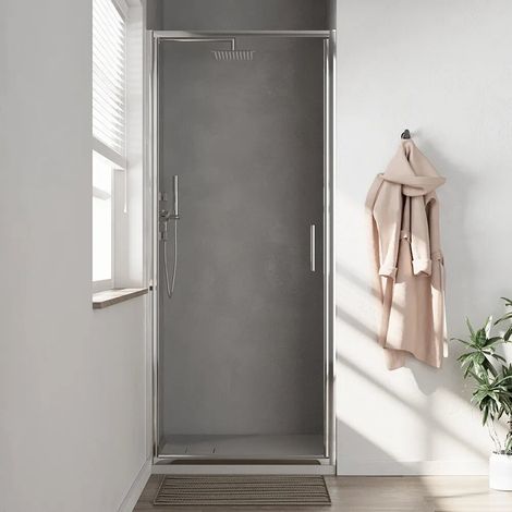 Porta doccia 90cm con apertura a battente profili slim cromati vetro 6mm anticalcare trasparente h190 Portofino (1/4)
