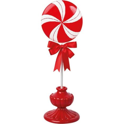Preziosa Luxury Home Lollipop Natale in Poliresina 16,6 x 16,6 x 43 Cm Bianco Rosso