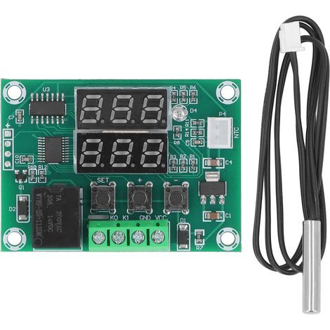 Digitales Thermostatmodul, Doppelanzeige, hochpräzise Temperaturregelung mit wasserdichtem NTC-Sensor, 12 V DC (1/5)