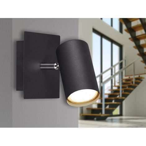 Wandstrahler MARLEY Metall Schwarz mit GU10-Sockel, Breite 12cm