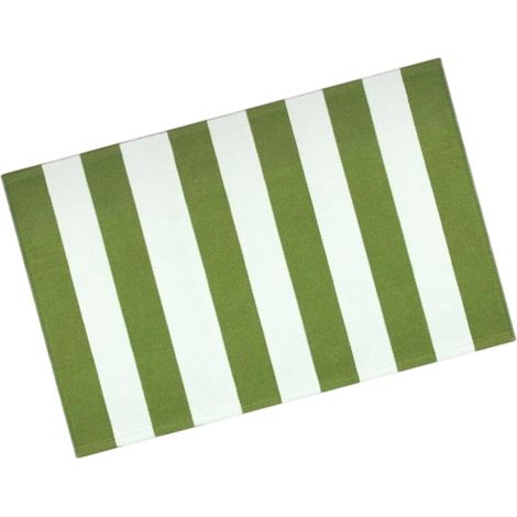 Elegante zerbino in pile a righe, con base bianca e verde.