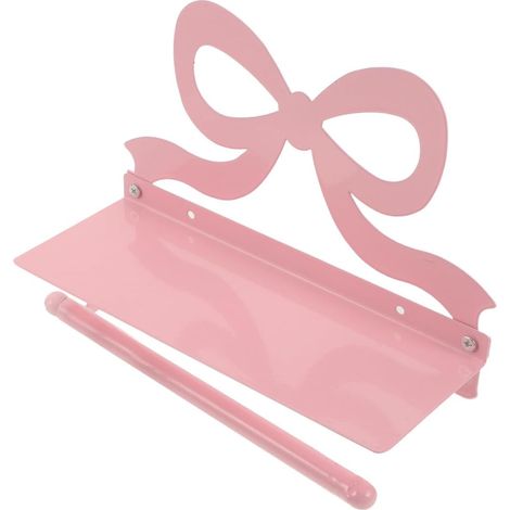 Support rouleau WC, rose, mural, avec étagère, pour toilettes (1/5)