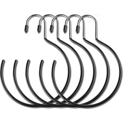 Schalaufhänger, 5 Stück runde Krawatten- und Gürtelaufhänger, Schalhalter, Schrankhakenring für Krawatten, Gürtel, Schals und Hüte (1/5)