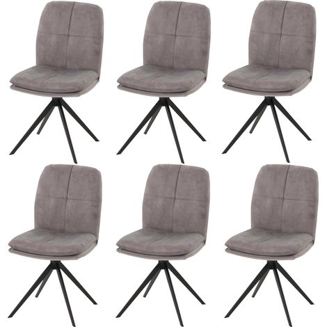 [NON UTILIZZATO] Set di 6 sedie da pranzo HHG-178, soggiorno cucina, poltrona, seduta girevole, metallo stoffa/tessuto, grigio