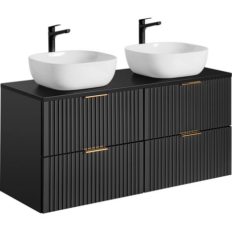 Doppelwaschtisch 120.8cm Adriel mit 4 Schubladen, Mattschwarz (1/5)