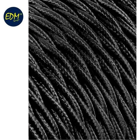 Cavo tessile intrecciato 2x0,75 mm C-41 Seta nera 5 m