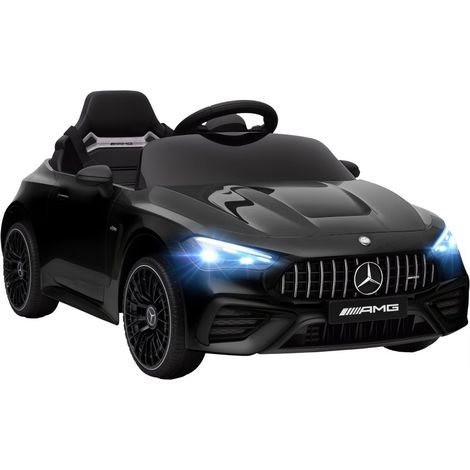 Coche eléctrico infantil Mercedes-AMG 12V negro con mando a distancia, luces LED y música (1/4)