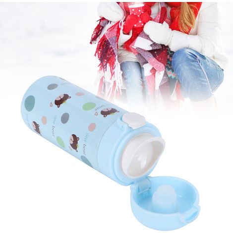 Gobelet isotherme à motif animal de dessin animé, en acier inoxydable 304, avec bouton rebondissant, bleu, 350-500 ml. (1/5)