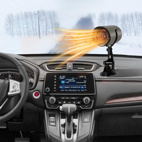 12V 150W Dégivreur de Chauffage de Voiture, Dégivreur de Pare-Brise Portable Rotatif à 180°, pour Remorque de Voiture SUV Camion RV, Gris Argent avec stent USB (1/5)
