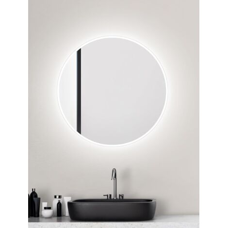 Miroir de Salle de Bain LED Rond - Diamètre : 60 cm - Miroir Mural avec éclairage - Convient aux pièces humides grâce au Corps en Aluminium - Couleur de la lumière : Blanc Neutre (1/5)
