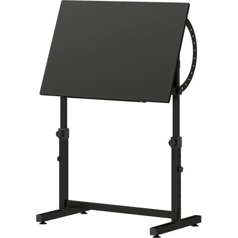 Table à dessin réglable en hauteur et en inclinaison, avec tablette antidérapante, noire (1/5)