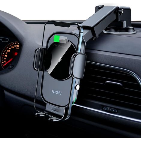 15W Qi Chargeur Induction Voiture,[Sens électromagnétique] Chargeur Sans Fil Voiture Rapide Automatic Support Telephone Voiture Ventouse Pour iPhone 12 pro Samsung Huawei Tous Les Appareils Qi (1/5)