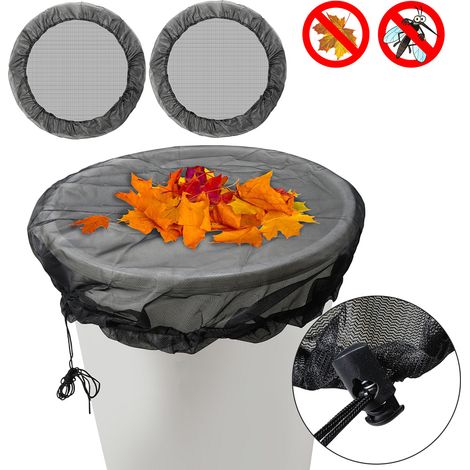 Randaco Filet pour tonneau de pluie 95 cm, lot de 2 – Filet de protection avec cordon de serrage, réglable, protection contre les feuilles mortes et les moustiques