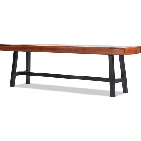 Banc d'extérieur en bois, 160 cm, avec pieds en métal, capacité 500 lbs, pour jardin, terrasse, parc ou porche. (1/5)