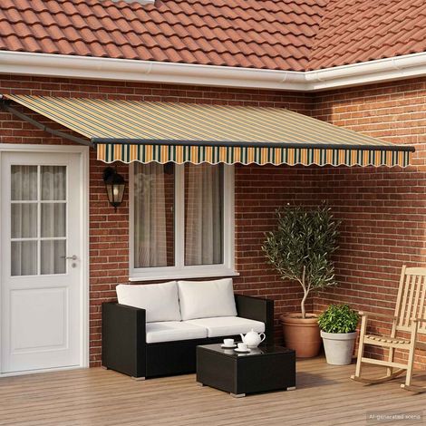 vidaXL Auvent rétractable électrique Vert, Jaune, Anthracite 4 × 3 m