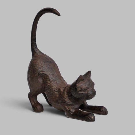 Cale porte statuette déco chat fonte 18x6x14cm (1/4)