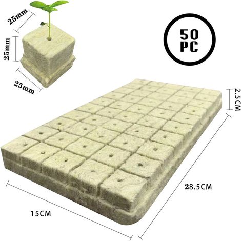 Cube De Laine De Roche - 50 Pièces - 25x25x25 mm / 25x25x30 mm / 25x25x40 mm - Pour Culture Hydroponique Et Repiquage (1/5)