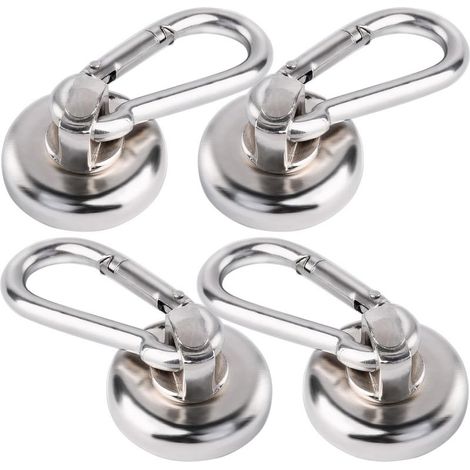 4pcs Crochets Magnétiques Aimantés Puissants, 25 mm Néodyme Aimant Grands Crochets de Traction Avecde 22 kg Puissants Force Crochet avec œillet Aimant Pour Cuisine Salle de Bain (1/5)