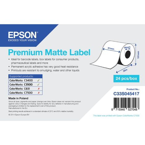 Epson Premiun Etiqueta mate 51mm x 35m