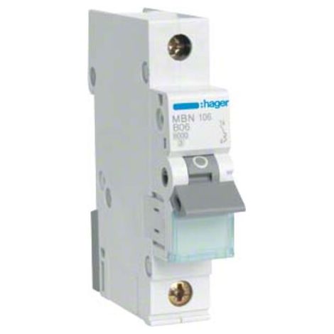 Hager Leitungsschutzschalter 1pol. B-6A, 6kA MBN106