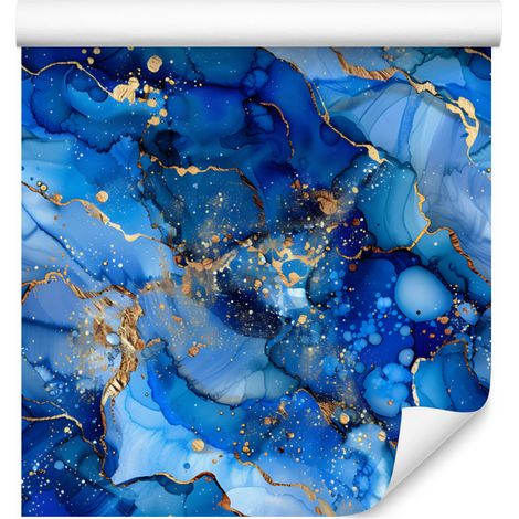 Papier peint bleu encre et azur, fond bleu pour salon et chambre 50x1000 (1/5)